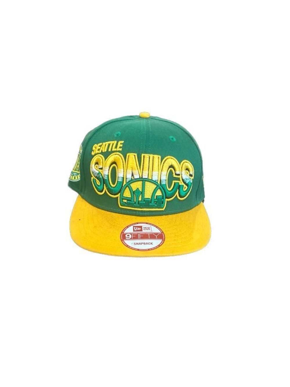 New Era Seattle SuperSonics 9FIFTY Snapback Hat Green Yellow 1996 - Picture 2 of 2